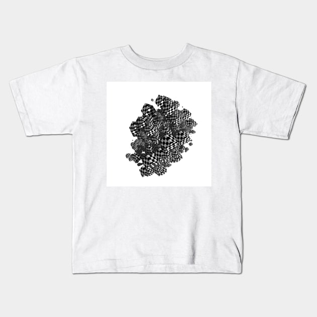 Geometric cubes in black and white check pattern. Kids T-Shirt by victorhabbick